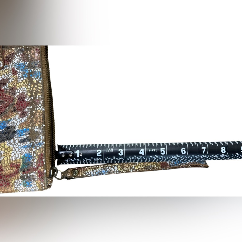 HOBO King Genuine Leather Phone Wallet Wristlet Ikat snakeskin pattern Teal - Picture 9 of 11